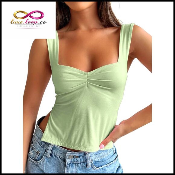 Double Lined Backless Crop Tank Top Summer Going Out Preppy Style - Picture 2 of 7